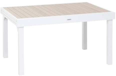 Hespéride - Table de Jardin Extensible Piazza Beige Lin - 10 Places - Aluminium Traité Epoxy Antirouille - Meuble d'Extérieur à Rallonge Coulissante