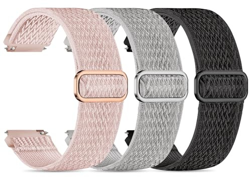 Tovimall 3 Pack ID208 Plus Smart Watch Bands for Fitpolo/Quican/Aeac/Tensky ID208 Plus Smartwatch, 22mm Elastic Nylon Replacement Wristband Adjustable Straps for man woman