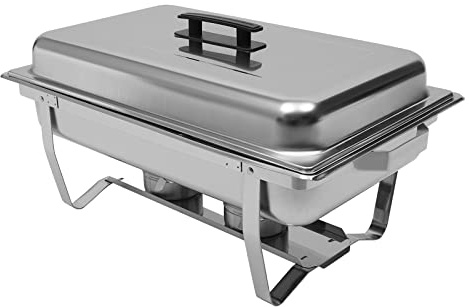 panfudongk Edelstahl Buffetwärmer Speisenwärmer Chafing Dish Buffet Set - Food Warmer Warmhaltebehälter 8L Speisewärmer - Catering Wärmebehälter mit 3 Speisenpfannen