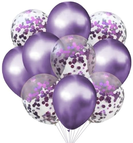 KOBOKO Luftballons Lila Set, 10 Stücke Luftballons Geburtstag Mädchen, Lila Deko Konfetti Hochzeit Luftballons, Metallic Lila Pastell Luftballons Girlande, Lila Helium Ballons Hochzeit Geburtstag