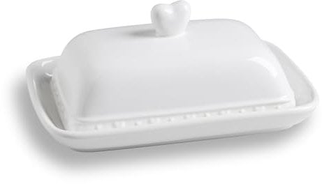 Sweejar Home Ceramic Butter Dish with Lid,Cheese-Shaped Butter Holder,Cute Butter Dish for Countertop,Kitchen Deco & Butter Storage(Beige)