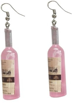 WOFASHPURET 1 Pair Ear Dangle Wine Bottle Dangle Vintage Dangle Water Bottle Earrings Ear Jewelry Earrings Trendy Earrings for Women Trendy Wine Bottle Earrings Drink Earrings Ear Drop Pink