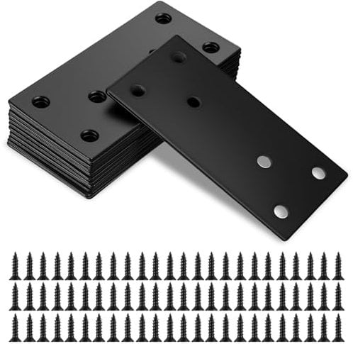 12 Pcs Plaques d'assemblage Perforée Plates, Plaques Perforées en Métal, Connecteur Plaque Acier Inox, Connecteur Plat Inox, Connecteurs Plats pour Réparation Fixation de Meubles en Bois, 80 x 40mm