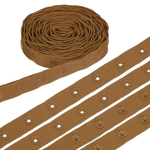 sourcing map 3 Yard Snap Button Tape, Polyester Plastic Snap Button Trim, Sewing Press Stud Ribbon Replacement for DIY Craft Clothes Fabric Sewing, Dark Brown
