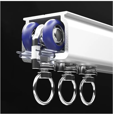 Générique Rail à Rideaux en Aluminium Robuste - Montage Mural ou au Plafond, Roulements Universels, Charges jusqu'à 40kg pour Rideaux Lourds(Size:3M,Color:Blanc)