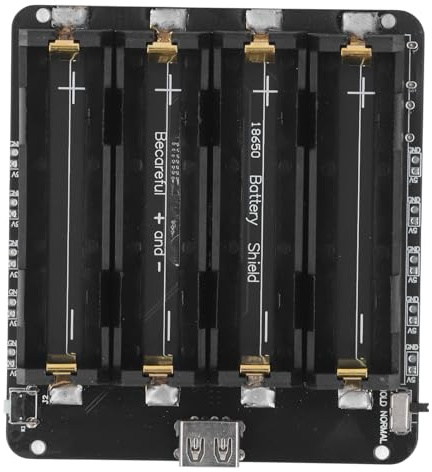 4 Slot Lithium Battery Holder Shield Case and Development Board for Mobile Power Supply, DC 5V 3A and 3V 1A Dual Output, Micro USB Charging Port, Integrated Circuit Protection