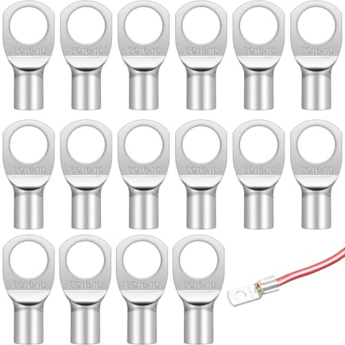 15-Piece Tube Cable Clamps Block Set, Cable Lugs 16 mm2, M10 SC, Suitable for Car Battery Cables, Copper Ring Terminal Block Set, Car Cable Clamp Block Combination, Pipe Cable Terminal Block Set