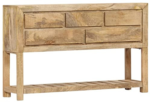 mtlskopl Sideboard 120x30x75 cm Massivholz Mango 5 Schubladen Retro Anrichte Mid-Century Konsolentisch Stauraum für Küche, Wohnzimmer, Flur