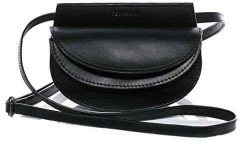 FEYNSINN kleine Umhängetasche echt Leder - Hüfttasche MARVI - Body Bag Damentasche mit Schultergurt - Ledertasche Damen schwarz handgefertigt