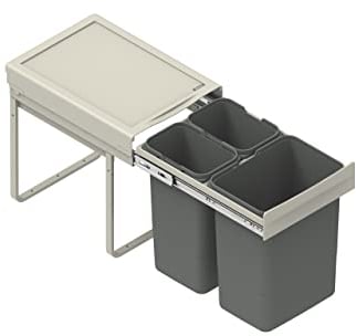 REJS RECYCLE BIN PULL OUT SOFT CLOSE KITCHEN WASTE BIN 400MM - 40 LTR (JC-601) (without front fixing brackets)