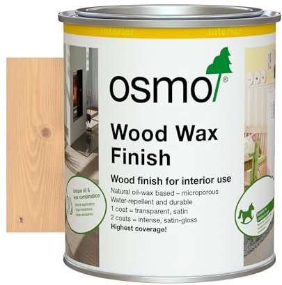Osmo Wood Wax Finish 3102, Lightly Steamed Beech Satin Finish, 750ml - Durable Furniture Wax for Wooden Furniture, Water-Resistant Floor Wax, Wood Treatments - Ideal for Oak,Pine, Spruce, Beech & More