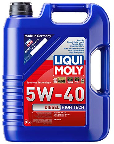 LIQUI MOLY Motoröl 5W-40 Diesel Teilsynthetiköl Motor Öl ACEA C3 API CF High Tech 5L Kompatibel mit VW Golf 7 Schrägheck 5G1, BQ1, BE1, BE2 Golf 4 Schrägheck 1J1 Golf 5 Schrägheck 1K1 POLO 9N