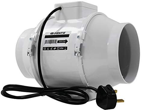 VENTS UK 125 mm High Power 5 inch Horticultural Mixed Flow In Line Grow Room Extractor Fan for Carbon Filter