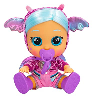 CRY BABIES Dressy Fantasy Bruny, Interaktive Puppe, die echte Kullertränen weint. Mit Haaren zum Stylen, wechselbarer Kleidung und Accessoires – Spielzeug und Geschenk für Kinder