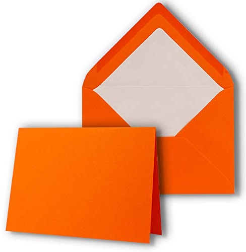 25 x Kartenpaket mit gefütterten Brief-Umschlägen - gerippt - DIN B6 - Orange - 12 x 17 cm - Nassklebung - NEUSER PAPIER