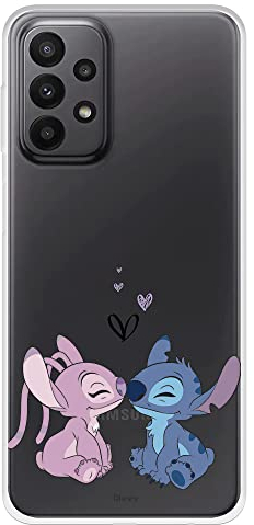 Schutzhülle für Samsung Galaxy A23 5G, offizielles Lizenzprodukt von Lilo & Stitch Angel & Stitch, Kuss, transparent, um Ihr Handy zu schützen. Schutzhülle für Samsung Galaxy aus flexiblem Silikon,