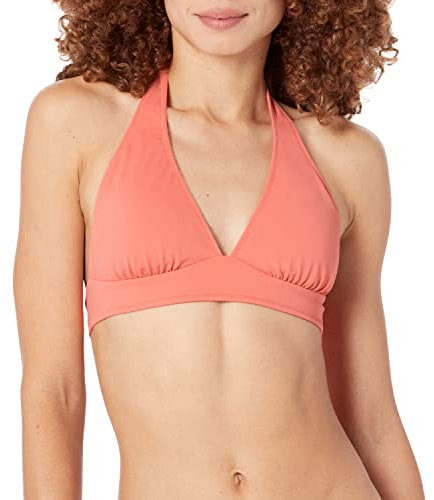 Amazon Essentials Top de Bikini con Tirantes, Escote Halter y Soporte Ligero (Disponible en Tallas Grandes) Mujer, Rosa Coral, 38