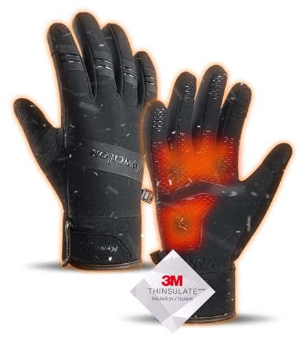 KynciLOR Winterhandschuhe Herren Damen Fahrradhandschuhe 3M Thinsulate Schwarz Touchscreen Warme Laufhandschuhe Zum Skifahren Wandern Motorrad Klettern