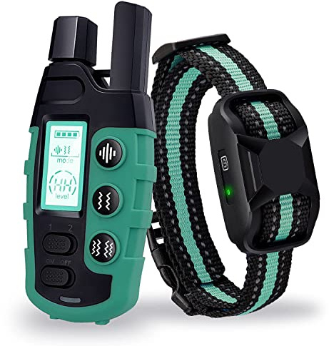 Dog Training Collar with Remote, 3300Ft Range, Beep(1-8) & Vibration(1-16) | 3 Training Modes, Rechargeable & IP67 Waterproof, Remote Anti Bark Collar for Large Medium Small Dogs (GREEN)