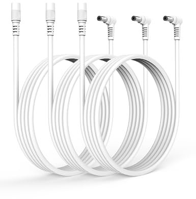Tonton 3PACK DC Kabel Verlängerung 0.5M, 12V Strom Anschlusskabel 5,5mm*2,1mm, 90 Grad Rechtwinklig L-Förmiges Stecker-auf-Buchse-Verlängerungskabel, für Tapo,für Reolink,für EZVIZ Überwachungskamera