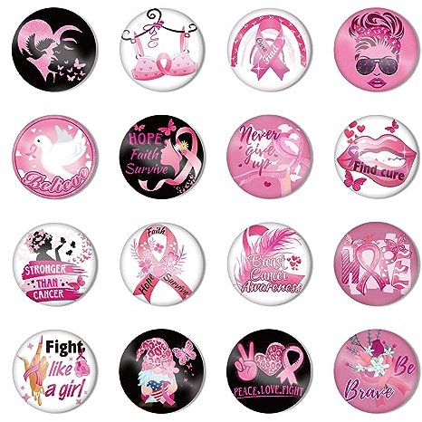 DPKOW 32pcs Octobre Rose Ruban Pin's Broches pour Sensibilisation au Cancer du Sein Rose Accessoires, Badges Activité Déguisement Fournitures Cadeau