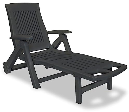 Patio Lounge,Outdoor Lounge Chairs,Sun Lounger with Footrest Plastic Anthracite,Chaise lounges for Outside Patio,Chaise Lounge Indoor with arms,Lawn Chairs for Adults Heavy Duty