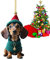 Genikeer Weihnachtsdeko Anhänger | Acryl Anhänger Wurst Hund Hängende Ornamente | Weihnachten Dackel Anhänger | Lustig Hunde Hängende Zubehör | 2D Dackel Weihnachten Deko Für Halloween