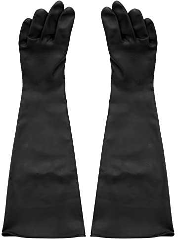 Aboiledy Sandstrahl Handschuhe, Gummihandschuhe Sandstrahlkabine Latexhandschuhe, Schutzhandschuhe Sandstrahlen Chemikalienschutzhandschuhe, Sandstrahlhandschuhe 60 * 20cm