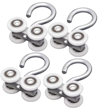 YUANQIAN Ruote per porte scorrevoli, 4 pezzi, carrelli per cancelli scorrevoli, scorrevoli, ruote scorrevoli, cuscinetti a sfera per 20 mm, profilo di scorrimento 4 ruote