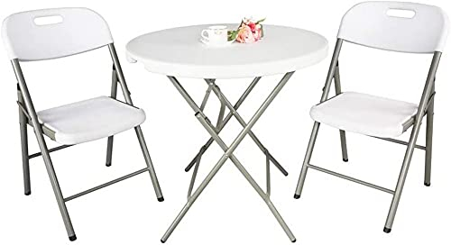 Moderne Möbel, weißes 3-teiliges Terrassen-Set aus HDPE für den Garten, 2 Klappstühle mit klappbarem Bistrotisch, Balkontisch-Stuhl-Set