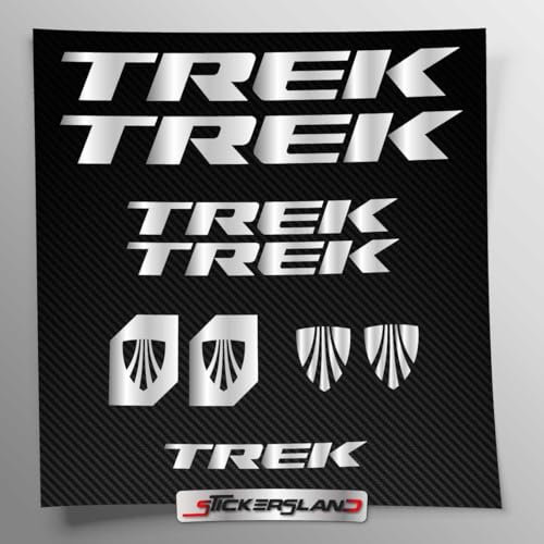 Aufkleber-Set kompatibel mit Rahmen MTB Mountainbike und Helm | Decals Aufkleber für Fahrrad Schriftzug Logos | Stickersland® – Drei (Silber Metallic Matt)