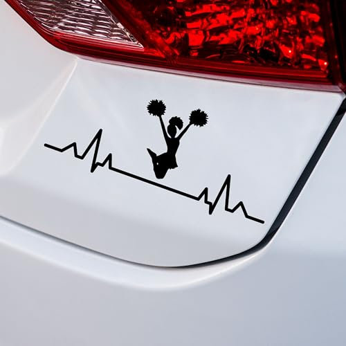 KLEBEKÖNIG Autoaufkleber Auto - Herzschlag Cheerleader - Sport Hobbyaufkleber Sticker Aufkleber Heckscheibe Tuning Decal