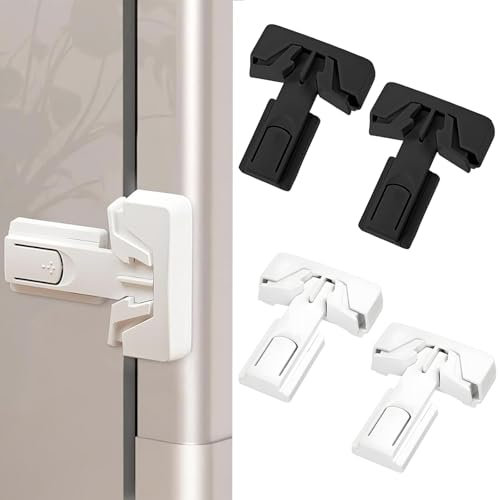 Fridge Lock, Fridge Locks for Children, 4 Pcs Child Safety Refrigerator Lock, Fridge Freezer Door Lock for Toddlers and Kids, No Tools Required, Easy Installation