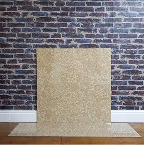 Cream Marble Effect HPL Laminate Fireplace Back Panel & Hearth Set, Back Panel- 920mm x 920mm Hearth -1334mm x 362mm Laminate HPL (Cream Marble)