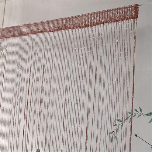 Highdi 2 Piezas Cortinas de Tiras para Puertas Exterior, Cortina Separador de Ambientes Antimoscas para Puerta Exterior Interior Cocina Salon Dormitorio (ZZ27-marrón,1 * 2M)
