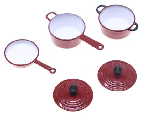 Set di utensili da cucina in miniatura Pentole da cucina Pan smaltato Set di pentole per la scena della casa delle bambole Accessori Modello artigianale Pentole in miniatura