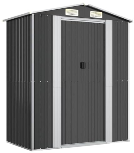 Generic Abri de Jardin – Maison de Rangement Spacieuse en Acier galvanisé pour Outils de Jardin et de Piscine, 192 X 108 X 223 Cm, Vert (Anthracite)