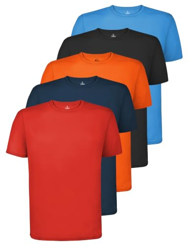 ALPIDEX Lot de 5 T-Shirts Homme Sport Respirants à Séchage Rapide Col Rond Running Fitness Entraînement et Loisirs, Taille:5XL, Couleur:Dynamic