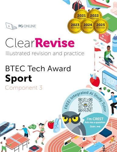 BTEC Tech Award in Sport: Illustrated Revision and Practice with CREST AI Exam Tutor (ClearRevise Pearson Level 1/2 Sport) (ClearRevise BTEC Level 1/2 Tech Award Sport: Component 3)