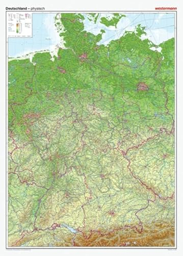 Posterkarten Geographie: Riesenposter Deutschland, physisch: mit Flagggen