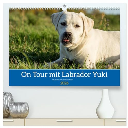 On Tour mit Labrador Yuki (hochwertiger Premium Wandkalender 2026 DIN A2 quer), Kunstdruck in Hochglanz: Der junge Yuki trifft seine besten Freunde, ... Alter noch Größe eine Rolle. (CALVENDO Tiere)
