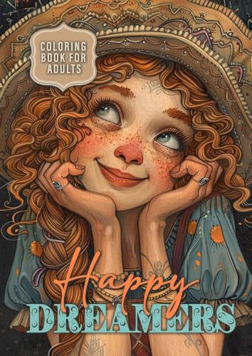 Happy Dreamers Coloring Book for Adults: Portrait Coloring Book for Adults Grayscale Faces Coloring Book cute daydreaming people: Portrait Coloring ... Grayscale cute faces coloring book daydreamer