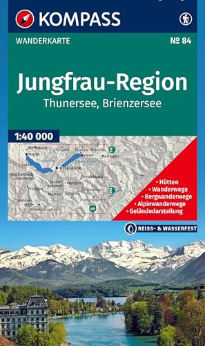 KOMPASS Wanderkarte 84 Jungfrau-Region, Thunersee, Brienzersee 1:40.000: Wander- und Fahrradkarte in einem - inklusive Offline-Verwendung in der ... Radwege. Skitouren. Langlaufen. Reiten.