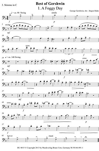 Best of Gershwin. Die Hits für Blechbläserquartett (3. Stimme Posaune in C im Blechbläserquartett)