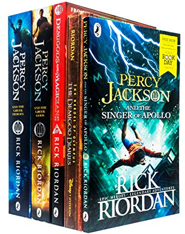Rick Riordan Collection 5 Books Set - Percy Jackson and The Greek Heroes, The Greek Gods, The Demigod Diaries, Demigods and Magicians, Singer of Apollo WBD 2019