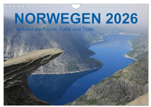 Norwegen 2026 - Im Land der Fjorde, Fjelle und Trolle (Wandkalender 2026 DIN A4 quer), CALVENDO Monatskalender: Norwegen wartet mit vielfältigen ... bis zu hohen Gipfeln auf. (CALVENDO Orte)