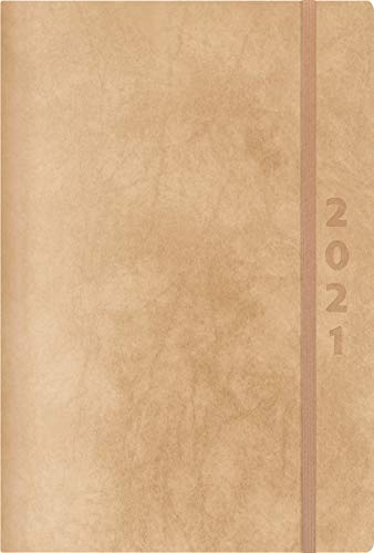 ReLeather Daily natur 2021: Terminplaner groß. DIN A5 Termin-kalender mit Vintage-leder und Tageskalendarium.