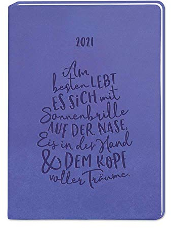 Terminplaner Lederlook A6 Lila 2021: Terminplaner Lederlook A6