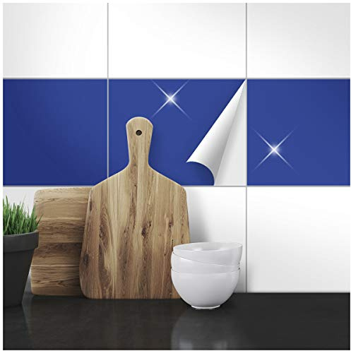 Wandkings Fliesenaufkleber - Wähle eine Farbe & Größe - Blau Glänzend - 20 x 30 cm - 20 Stück für Fliesen in Küche, Bad & mehr