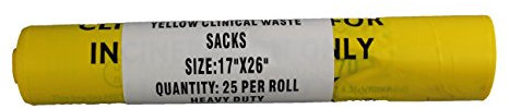 Hanfare Cx25/Cwhd2 Biohazard de déchets Sacs, très résistant, Jaune (lot de 25)